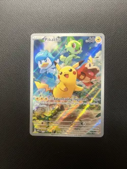 Pokemon Pikachu TCG Holo Black Star Promo SVP027 IR Paldea Evolved - Image 1