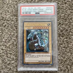 Yugioh TCG Blue Eyes White Dragon PSA 10 Legendary Collection LC01-EN004 - Image 1