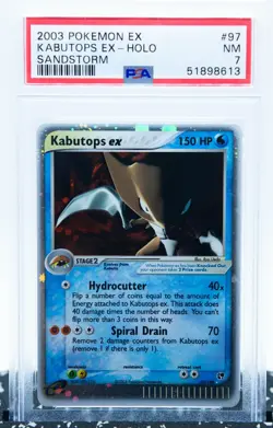 PSA 7 KABUTOPS EX 97/100 Ultra Rare Holo Ex Sandstorm E-Series - Pokemon Card - Image 1