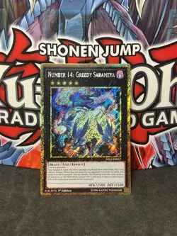 Yugioh Number 14: Greedy Sarameya PGL2-EN017 Gold Secret Rare 1st Edition NM - Image 1