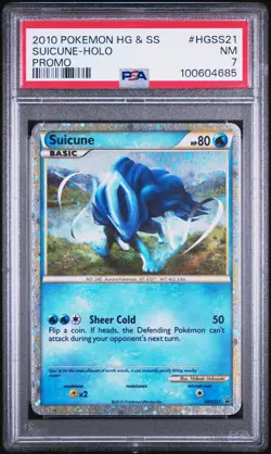 2010 POKEMON HEARTGOLD & SOULSILVER PROMO #HGSS21 SUICUNE-HOLO PSA 7 - Image 1