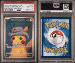 2023 POKEMON SVP EN PIKACHU GREY FELT HAT POKEMON X VAN GOGH #085 PSA GEM MT 10 - Image 3