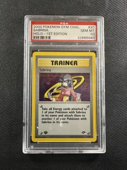 Pokemon Card PSA 10 Gem Mint Sabrina Gym Challenge 1st Edition 2000 Holo 20/132 - Image 1