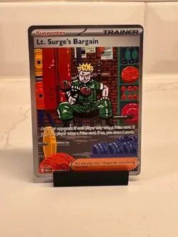 2025 Pokemon Mega Evolution Lt Surge’s Bargain Trainer Card 185/132-SIR - Image 1