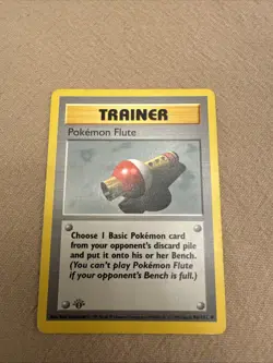 Pokemon Cards: Base Set 1st Edition Uncommon: Pokemon Flute 86/102 Trainer - Image 1