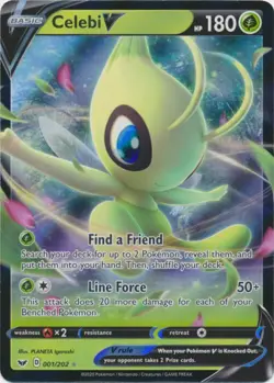 Holo Celebi V 001/202 Ultra Rare Sword & Shield Base Set Pokemon TCG - Image 1