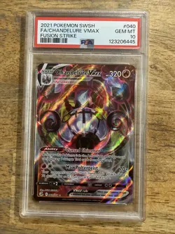 GRADED PSA 10 2022 Pokemon SWSH FA/Chandelure VMax Fusion Strike #040 - Image 1