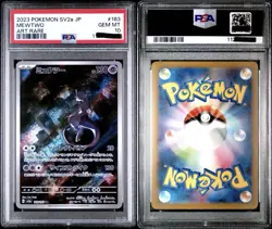 2023 Pokemon card Art Rare Mewtwo 183/165 Set 151 JP sv2a Japanese PSA 10 GEM MT - Image 1