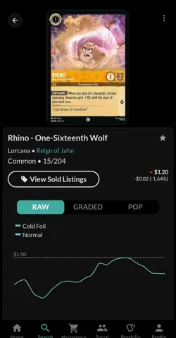 Disney Lorcana Cold Foil Rhino One-Sixteenth Wolf Card 15/204 Reign of Jafar - Image 2