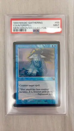 MTG Counterspell Foil PSA 9 Mint Mercadian Masques 1999 English #69 Vintage - Image 1