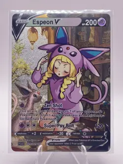 Pokemon Cards Lillie Eevee Cosplay CUSTOM Holofoil Textured Prismatic Evolutions - Image 1