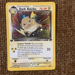 NM Pokemon TCG 2000 Team Rocket: Dark Raichu 83/82 1st Edition Rare Holo - Image 1