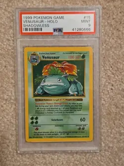 1999 POKEMON BASE SET SHADOWLESS #15 VENUSAUR HOLO RARE PSA 9 WOTC MINT 15/102 - Image 1