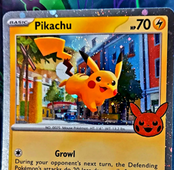 Pokemon Trick-or-Trade 2024 Cosmo Holo Paldean Fates 018/091 Pikachu SWIRL - Image 3