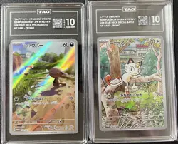 SET 2 TAG 10 GEM MINT Japanese Pokemon MEOWTH PAL WOOPER 192/SV-P 193/SV-P PROMO - Image 1