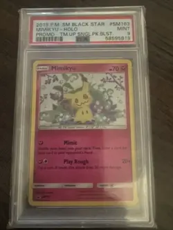 Pokemon SM Black Star Promo Card SM163 Mimikyu-Holo PSA 9 GALAXY SWIRL - Image 1