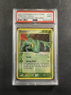 Pokemon Card PSA 9 Mint Treecko Gold Star Team Rocket Returns 2004 Holo 109/109 - Image 1