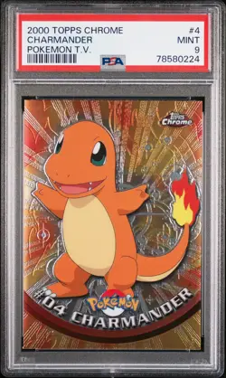 2000 TOPPS CHROME POKEMON T.V. #4 CHARMANDER PSA 9 - Image 1