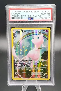 PSA 10 Gem Mint 2016 Pokemon Mew Mythical Coll. Black Star Full Art Promo XY110 - Image 1