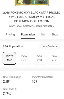 PSA 10 Gem Mint 2016 Pokemon Mew Mythical Coll. Black Star Full Art Promo XY110 - Image 3
