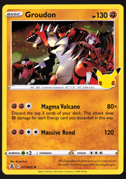Groudon 017/025 Celebrations Holo 2021 Pokemon TCG Card NM - Image 1