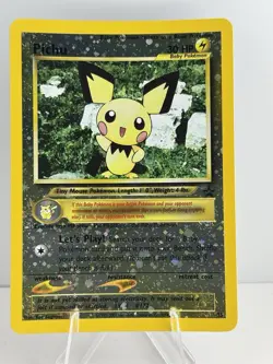 2001 Pokemon Black Star Promo #35 Pichu reverse foil holo Pokemon league LP/NM - Image 1