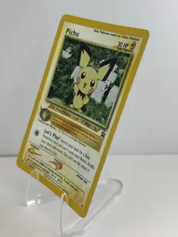 2001 Pokemon Black Star Promo #35 Pichu reverse foil holo Pokemon league LP/NM - Image 3
