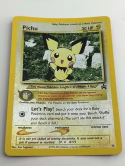 2001 Pokemon Black Star Promo #35 Pichu reverse foil holo Pokemon league LP/NM - Image 5