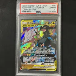Pokemon Reshiram & Zekrom GX 157/236 Cosmic Eclipse 157 Tag Team GEM MINT PSA 10 - Image 1