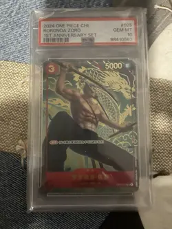 Zoro One Piece Card Game PSA 10 OP01-025 SR 1st Anniversary Chinese Card - Image 1