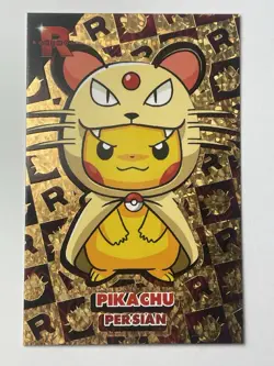 Pikachu Persian Poncho - Gold Holo Box Hit - Team Rocket Card Database - Pokemon - Image 1