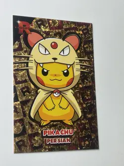 Pikachu Persian Poncho - Gold Holo Box Hit - Team Rocket Card Database - Pokemon - Image 3