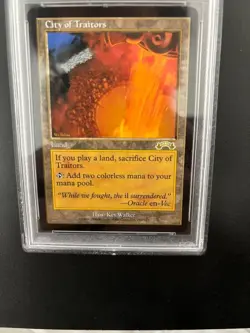 MTG City of Traitors PSA 8 NM-MT 1998 Exodus English #143 Vintage Land - Image 2