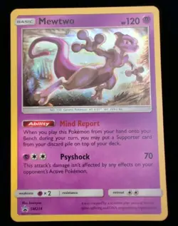 Pokemon Mewtwo SM214 Sun & Moon Cosmos Holo Black Star Promo NM - Image 1