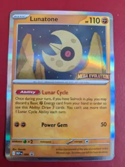 Lunatone Pre Release Stamped Holo Promo 004 Pokemon Mega Evolution Near Mint - Image 1