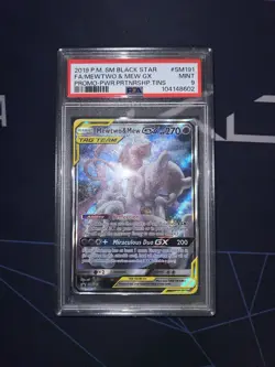 MEWTWO & MEW GX 2019 Pokemon S&M Black Star Promo #SM191 PSA 9 Mint - Image 1