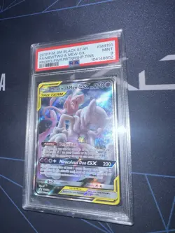 MEWTWO & MEW GX 2019 Pokemon S&M Black Star Promo #SM191 PSA 9 Mint - Image 2