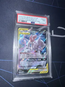 MEWTWO & MEW GX 2019 Pokemon S&M Black Star Promo #SM191 PSA 9 Mint - Image 3