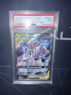 MEWTWO & MEW GX 2019 Pokemon S&M Black Star Promo #SM191 PSA 9 Mint - Image 4
