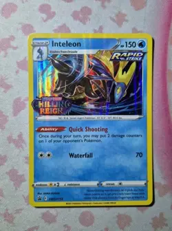 Pokemon Card Inteleon SWSH113 Prerelease Chilling Reign Holo Rare Stamped Promo - Image 1
