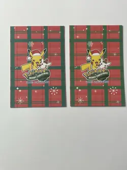 Pokemon 2 Mario Pikachu Merry Christmas Card Database Holo Hearts Version - Image 2
