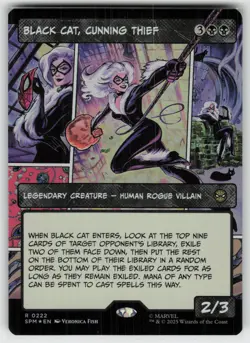Black Cat, Cunning Thief (Borderless) Foil R Marvel's Spider-Man 222 MTG - Image 1