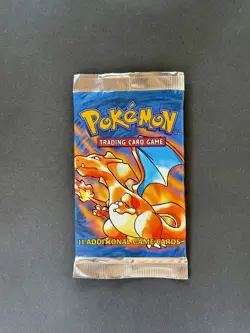 EMPTY Pokemon TCG 4th Print Base Set Booster Pack Charizard Artwork WOTC Clean - Image 1