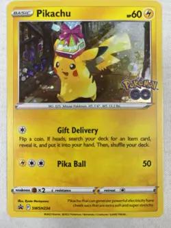 Pikachu Cosmos Holo Promo Pokemon Go Pokemon TCG SWSH234 Swirl NM - Image 1