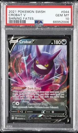 2021 POKEMON SWORD & SHIELD SHINING FATES #044 CROBAT V PSA 10 - Image 1