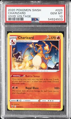 2020 POKEMON SWORD & SHIELD VIVID VOLTAGE #025 CHARIZARD PSA 10 - Image 1