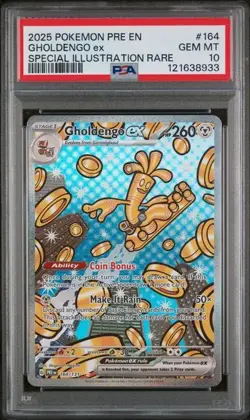 2025 POKEMON PRE EN-PRISMATIC EVOLUTIONS SPECIAL ILLUSTRATION GHOLDENGO EX PSA10 - Image 1