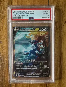 POKEMON TCG - CROWN ZENITH GALARIAN GALLERY HISUIAN SAMUROTT V GG51/GG70 - PSA 8 - Image 1