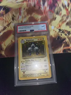 1999 POKEMON BASE SET GAME #9 MAGNETON-HOLO PSA 9 MINT - Image 1