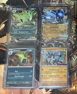 Pokemon Prismatic Evolutions Lucario & Tyranitar ex Prem Collection Stamp Lot x6 - Image 2